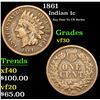 Image 1 : 1861 Indian Cent 1c Grades vf++