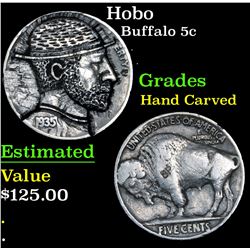 Hobo Buffalo Nickel 5c Grades Hand Carved