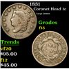 Image 1 : 1831 Coronet Head Large Cent 1c Grades f+