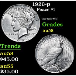 1926-p Peace Dollar $1 Grades Choice AU/BU Slider