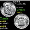 Image 1 : 1953-d Franklin Half Dollar 50c Grades Choice+ Unc