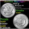 Image 1 : ***Auction Highlight*** 1921-p Morgan Dollar $1 Graded GEM++ Unc By USCG (fc)