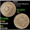 Image 1 : 1819 Coronet Head Large Cent 1c Grades f+
