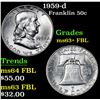 Image 1 : 1959-d Franklin Half Dollar 50c Grades Select Unc+ FBL