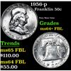 Image 1 : 1956-p Franklin Half Dollar 50c Grades Choice Unc+ FBL