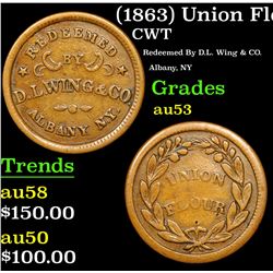 (1863) Union Flour Civil War Token 1c Grades Select AU