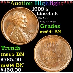 ***Auction Highlight*** 1909-s Lincoln Cent 1c Graded Choice+ Unc BN By USCG (fc)