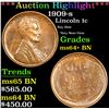 Image 1 : ***Auction Highlight*** 1909-s Lincoln Cent 1c Graded Choice+ Unc BN By USCG (fc)