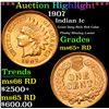 Image 1 : ***Auction Highlight*** 1907 Indian Cent 1c Graded Gem+ Unc RD By USCG (fc)