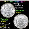 Image 1 : ***Auction Highlight*** 1899-p Morgan Dollar $1 Graded GEM+ Unc By USCG (fc)
