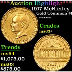 ***Auction Highlight*** 1917 McKinley Gold Commem Dollar 1 Graded Select+ Unc By USCG (fc)