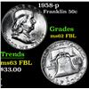 Image 1 : 1958-p Franklin Half Dollar 50c Grades Select Unc FBL