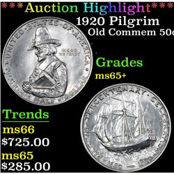 ***Auction Highlight*** 1920 Pilgrim Old Commem Half Dollar 50c Graded GEM+ Unc By USCG (fc)