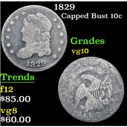 1829 Capped Bust Dime 10c Grades vg+