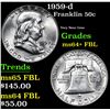 Image 1 : 1959-d Franklin Half Dollar 50c Grades Choice Unc+ FBL