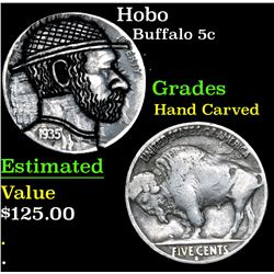 Hobo Buffalo Nickel 5c Grades Hand Carved