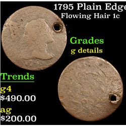 1795 Plain Edge, Liberty Cap Flowing Hair large cent 1c Grades g details