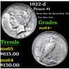 Image 1 : 1922-d Peace Dollar $1 Grades Choice+ Unc