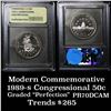 Image 1 : 1989-S Congress . . Proof Commem Half Dollar 50c Graded GEM++ Proof Deep Cameo By USCG