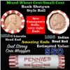 Image 1 : Mixed small cents 1c orig shotgun roll,1919-s Wheat Cent, 1896 Indian Cent other end