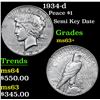 Image 1 : 1934-d Peace Dollar $1 Grades Select+ Unc