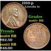 Image 1 : 1910-p Lincoln Cent 1c Grades Select+ Unc RB
