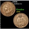 Image 1 : 1906 Indian Cent 1c Grades xf+