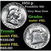 Image 1 : 1951-p Franklin Half Dollar 50c Grades Choice Unc+ FBL