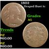 Image 1 : 1802 Draped Bust Large Cent 1c Grades ag