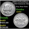 Image 1 : 1892 Columbian Old Commem Half Dollar 50c Grades Choice+ Unc