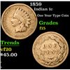 Image 1 : 1859 Indian Cent 1c Grades f+
