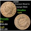 Image 1 : 1820 Coronet Head Large Cent 1c Grades vg+
