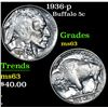 Image 1 : 1936-p Buffalo Nickel 5c Grades Select Unc