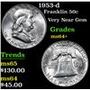 Image 1 : 1953-d Franklin Half Dollar 50c Grades Choice+ Unc
