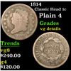 Image 1 : 1814 Classic Head Large Cent 1c Grades vg details