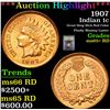 Image 1 : ***Auction Highlight*** 1907 Indian Cent 1c Graded Gem+ Unc RD By USCG (fc)