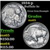 Image 1 : 1934-p Buffalo Nickel 5c Grades GEM Unc