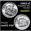 Image 1 : 1962-d Franklin Half Dollar 50c Grades Select+ Unc