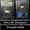 Image 1 : 1991-s Mount Rushmore . . Proof Commem Half Dollar 50c Graded GEM++ Proof Deep Cameo By USCG