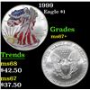 Image 1 : 1999 Silver Eagle Dollar $1 Grades Gem++ Unc