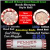 Image 1 : Mixed small cents 1c orig shotgun roll, 1917-s Wheat Cent, 1889 Indian Cent on Othe end