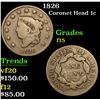 Image 1 : 1826 Coronet Head Large Cent 1c Grades f+