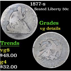 1877-s Seated Half Dollar 50c Grades vg details