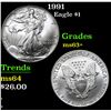 Image 1 : 1991 Silver Eagle Dollar $1 Grades Select+ Unc