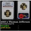 Image 1 : 2007-s Thomas Jefferson Presidential Dollar $1 Graded pr69 dcam By NGC