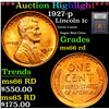Image 1 : ***Auction Highlight*** 1927-p Lincoln Cent 1c Graded GEM+ Unc RD By USCG (fc)