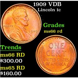 1909 VDB Lincoln Cent 1c Grades GEM+ Unc RD