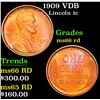 Image 1 : 1909 VDB Lincoln Cent 1c Grades GEM+ Unc RD