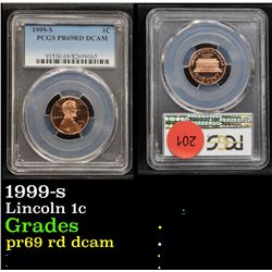 PCGS 1999-s Lincoln Cent 1c Graded pr69 rd dcam By PCGS