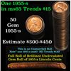 Image 1 : Full roll of 1955-s Lincoln Cents 1c Uncirculated Condition . .